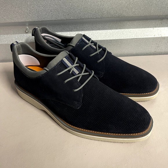 Thomas & Vine Men's Navy Genuine Suede Desmond Round Toe Derby Shoes - 12 - Picture 5 of 10